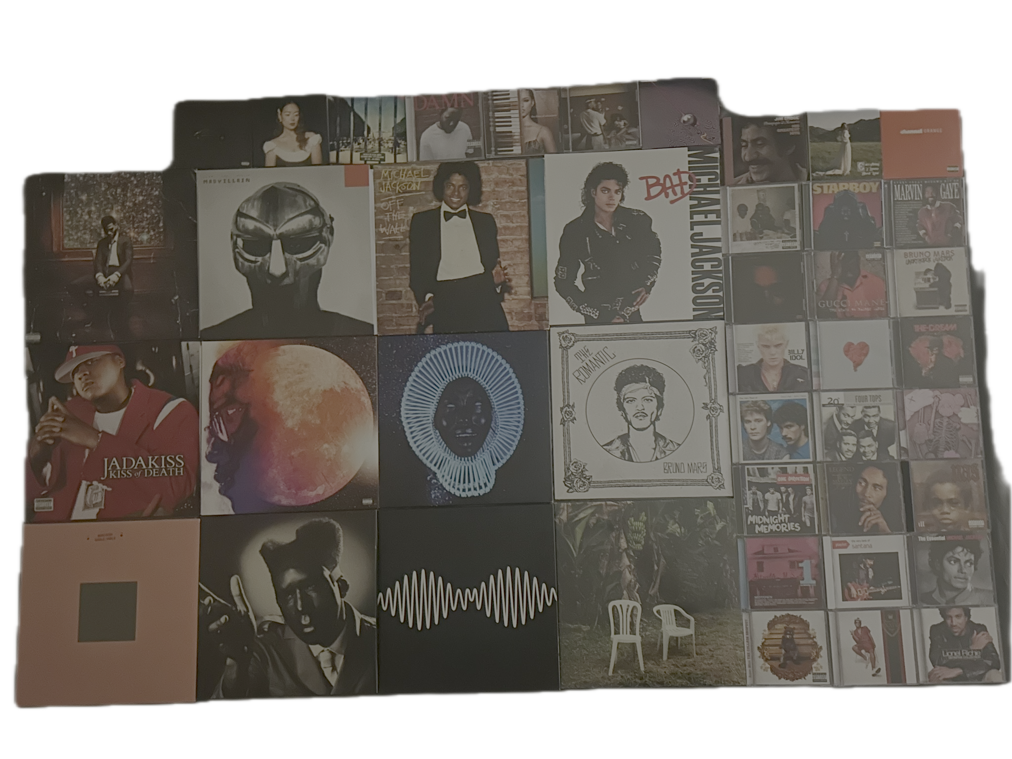 A collection of album covers representing Rawaz's interest in music